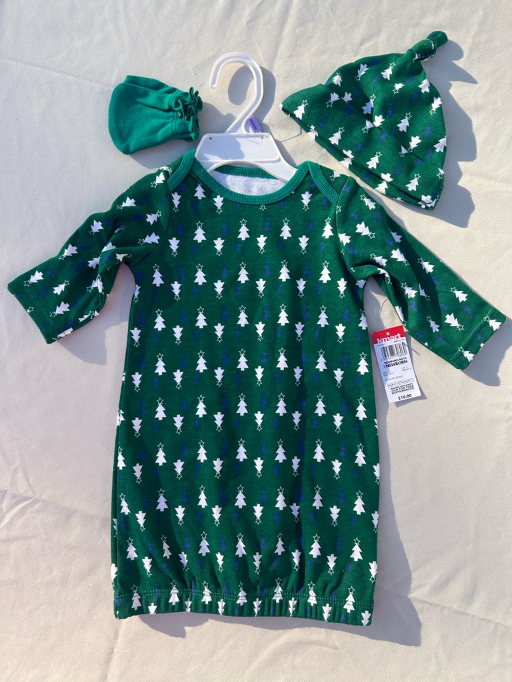 🔥3/$8- Little Wonders Green and White Holiday Tree Sleep Sack Set